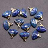 Natural Stone Fan-Shaped Pendants Quartz Labradorite Amethyst Charms