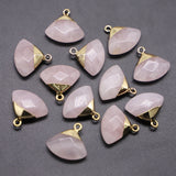 Natural Stone Fan-Shaped Pendants Quartz Labradorite Amethyst Charms