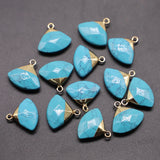 Natural Stone Fan-Shaped Pendants Quartz Labradorite Amethyst Charms