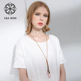 Natural Stone Necklace for Women Long Sweater Goth Chain Pendant