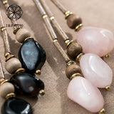Natural Stone Necklace for Women Long Sweater Goth Chain Pendant