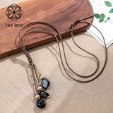 Natural Stone Necklace for Women Long Sweater Goth Chain Pendant