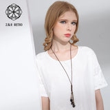 Natural Stone Necklace for Women Long Sweater Goth Chain Pendant