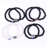 Natural Stone Fatima Hand Evil Eye Bracelet Set Agates Turquoises Beads Jewelry