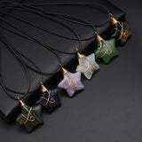 Green Aventurine Agates Rose Quartz Pendant Necklace for Women