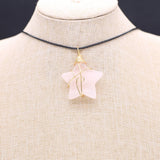 Green Aventurine Agates Rose Quartz Pendant Necklace for Women