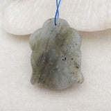 Labradorite Carved Buddha Head Pendant Bead 31x24x10mm