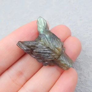 Labradorite Wolf Head Necklace Pendant Bead