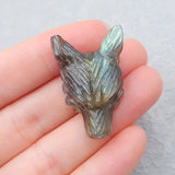 Labradorite Wolf Head Necklace Pendant Bead