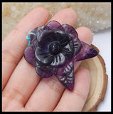 Natural Stone Flourite Carved Flower Necklace Pendant 39x35x9mm