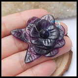 Natural Stone Flourite Carved Flower Necklace Pendant 39x35x9mm