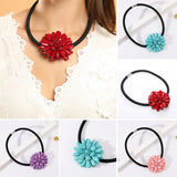 Natural Stone Flower Pendant Necklace Suede Tube Copper Buckle Choker