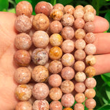 Plum Blossom Jaspers Round Spacer Beads for Jewelry Making 15''