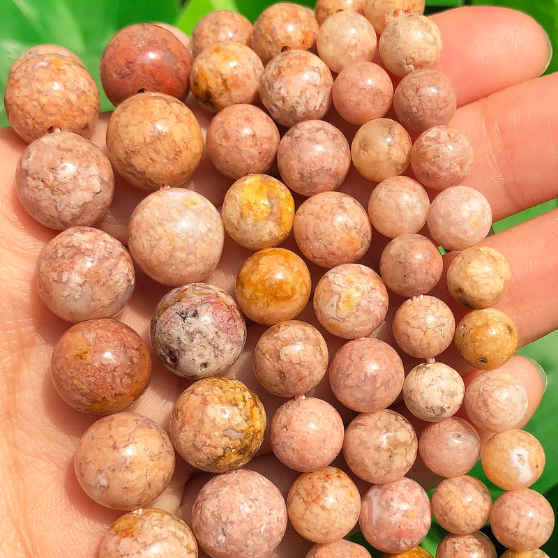 Plum Blossom Jaspers Round Spacer Beads for Jewelry Making 15''