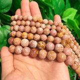 Plum Blossom Jaspers Round Spacer Beads for Jewelry Making 15''