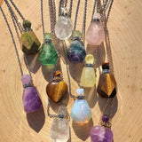 Natural Stone Fragrant Water Bottle Pendant Necklace Crystal Essential Oil Gem