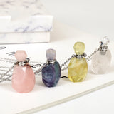 Natural Stone Fragrant Water Bottle Pendant Necklace Crystal Essential Oil Gem