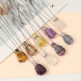 Natural Stone Fragrant Water Bottle Pendant Necklace Crystal Essential Oil Gem