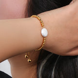 Natural Stone Freshwater Pearl Stainless Steel Bracelet
