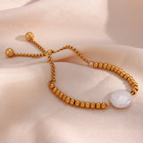Natural Stone Freshwater Pearl Stainless Steel Bracelet