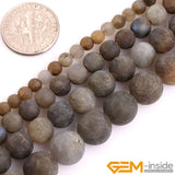Labradorite Round Beads Natural Stone Frosted Matte 15in