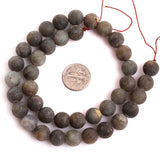Labradorite Round Beads Natural Stone Frosted Matte 15in