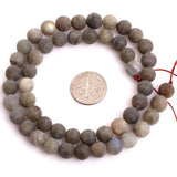 Labradorite Round Beads Natural Stone Frosted Matte 15in