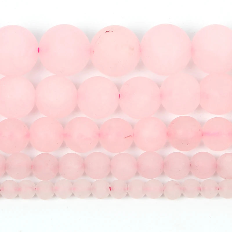 Pink Quartz Round Loose Beads For Jewelry Making 4-12 MM