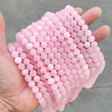 Frosted Pink Quartz Round Matte Beads for DIY Bracelet