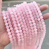 Frosted Pink Quartz Round Matte Beads for DIY Bracelet