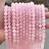 Frosted Pink Quartz Round Matte Beads for DIY Bracelet
