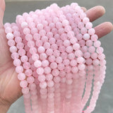 Frosted Pink Quartz Round Matte Beads for DIY Bracelet