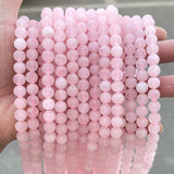Frosted Pink Quartz Round Matte Beads for DIY Bracelet