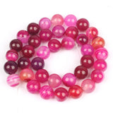 Fuchsia Stripe Agates Bead Smooth Round 4-10mm Spacer Beads