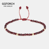 Natural Stone Garnet Beads Bracelet Red String Bileklik