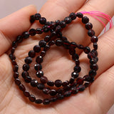 Natural Stone Garnet Beads Faceted Flat Round Crystal Bead for Jewelry Making