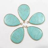 Natural Stone Amazonite Drop Pendant DIY Jewelry Making 10PCS