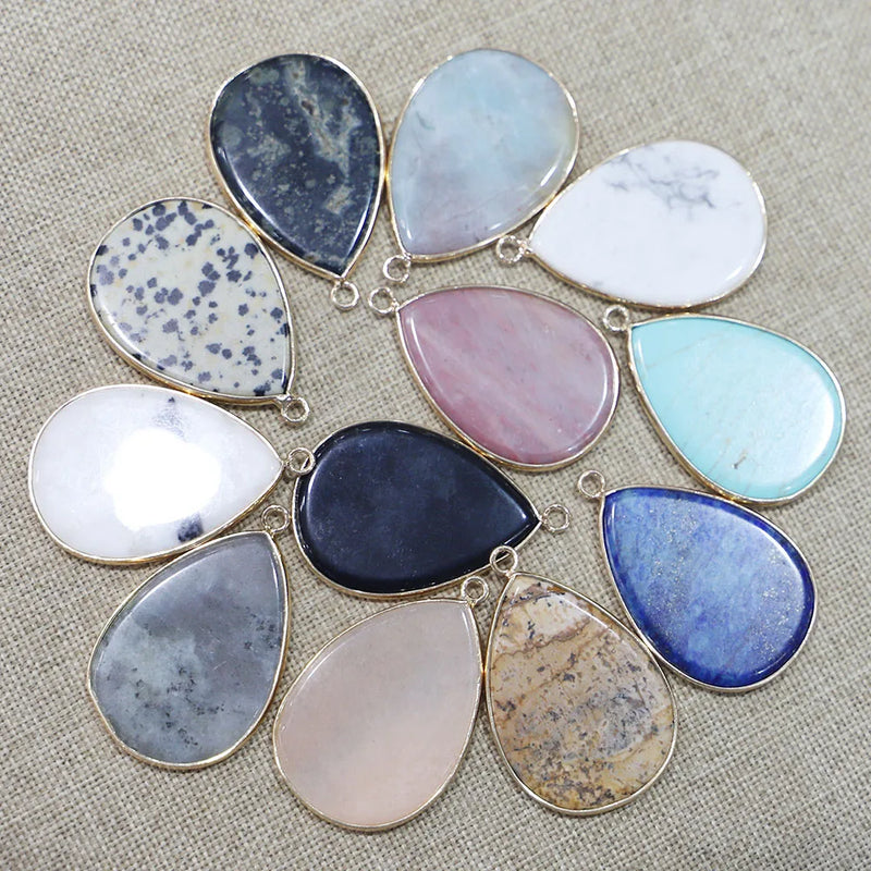 Natural Stone Amazonite Drop Pendant DIY Jewelry Making 10PCS