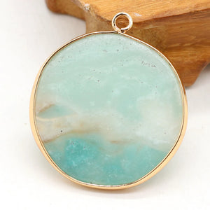 Natural Amazonite Round Pendant for DIY Necklace and Earrings