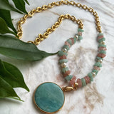 Natural Amazonite Round Pendant for DIY Necklace and Earrings