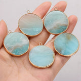 Natural Amazonite Round Pendant for DIY Necklace and Earrings