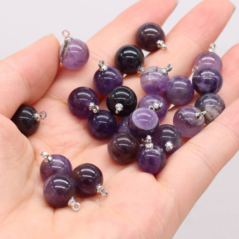 Amethyst Round Ball Pendant for DIY Jewelry Making
