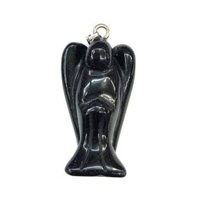 Gem Angel Shape Ruby Agate Tiger Eye Pendant 22x35mm