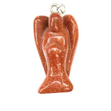 Gem Angel Shape Ruby Agate Tiger Eye Pendant 22x35mm