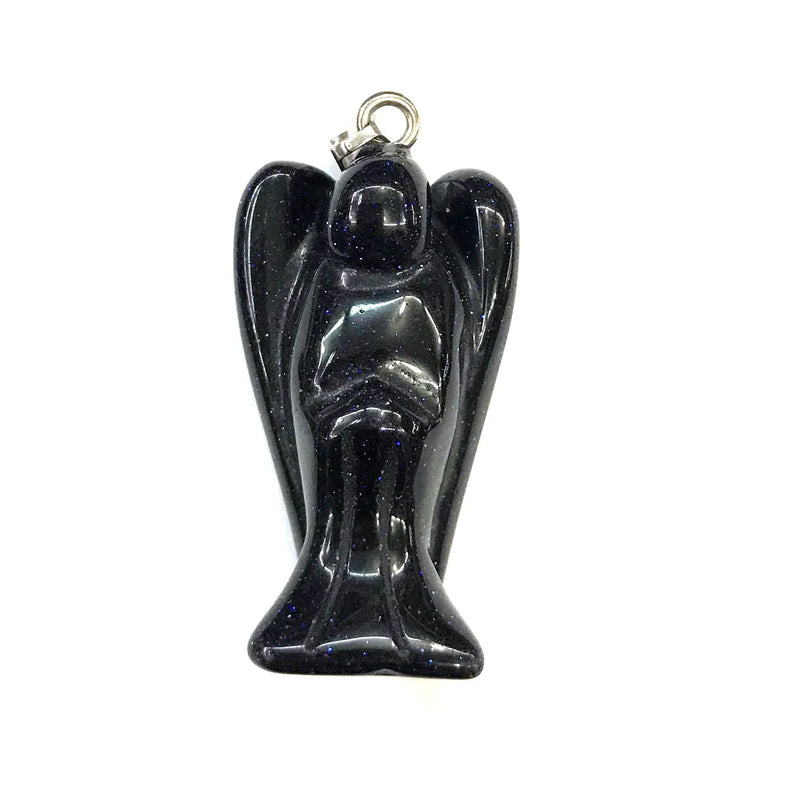 Gem Angel Shape Ruby Agate Tiger Eye Pendant 22x35mm