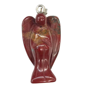 Gem Angel Shape Ruby Agate Tiger Eye Pendant 22x35mm
