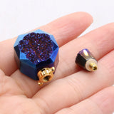 Natural Stone Gem Plated Perfume Oil Bottle Pendant 20x35mm