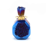 Natural Stone Gem Plated Perfume Oil Bottle Pendant 20x35mm