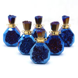 Natural Stone Gem Plated Perfume Oil Bottle Pendant 20x35mm