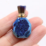 Natural Stone Gem Plated Perfume Oil Bottle Pendant 20x35mm